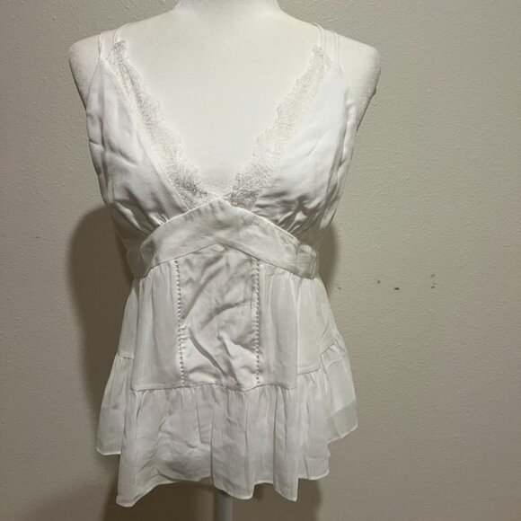 ALLSAINTS White Lace Trim Flowy Camisole Size 4 NWOT - Picture 3 of 6